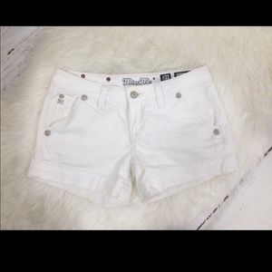 White miss me shorts 27
